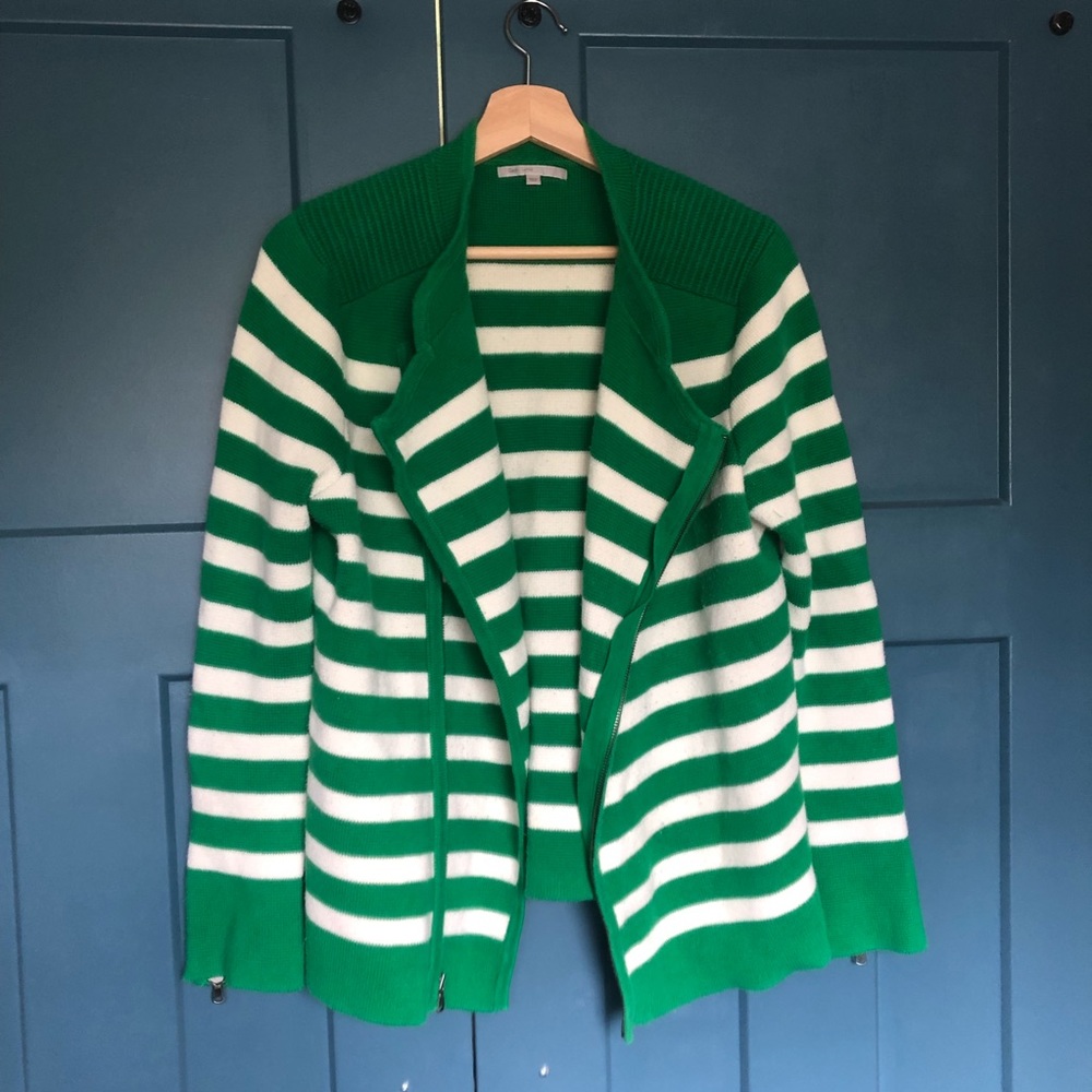 Green striped gap blazer sweater